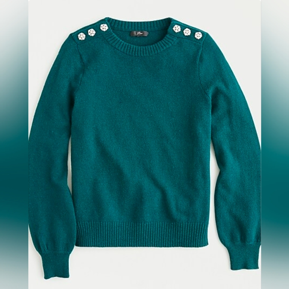 j.crew Embellished Teal Sweater